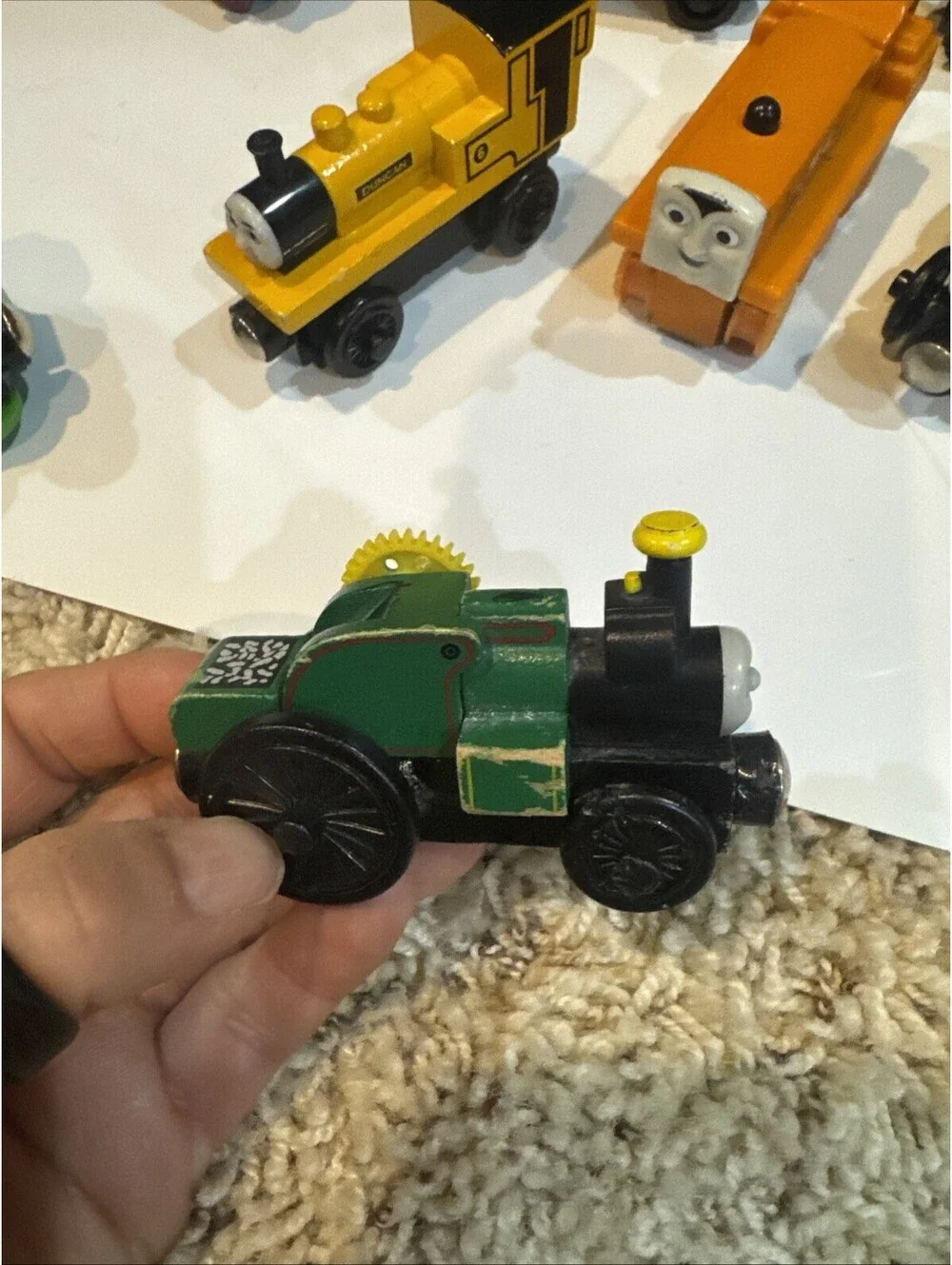 Vintage Learning Curve Thomas Wooden Railway Duncan #6 Engine LOT OF 9 [COPY]